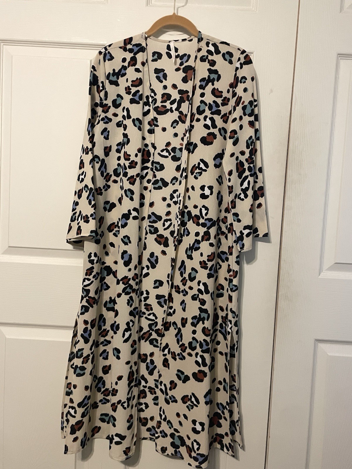 Lime N Chili Womens Duster Cardigan Open Front Leopard Print Small MADE IN USA!