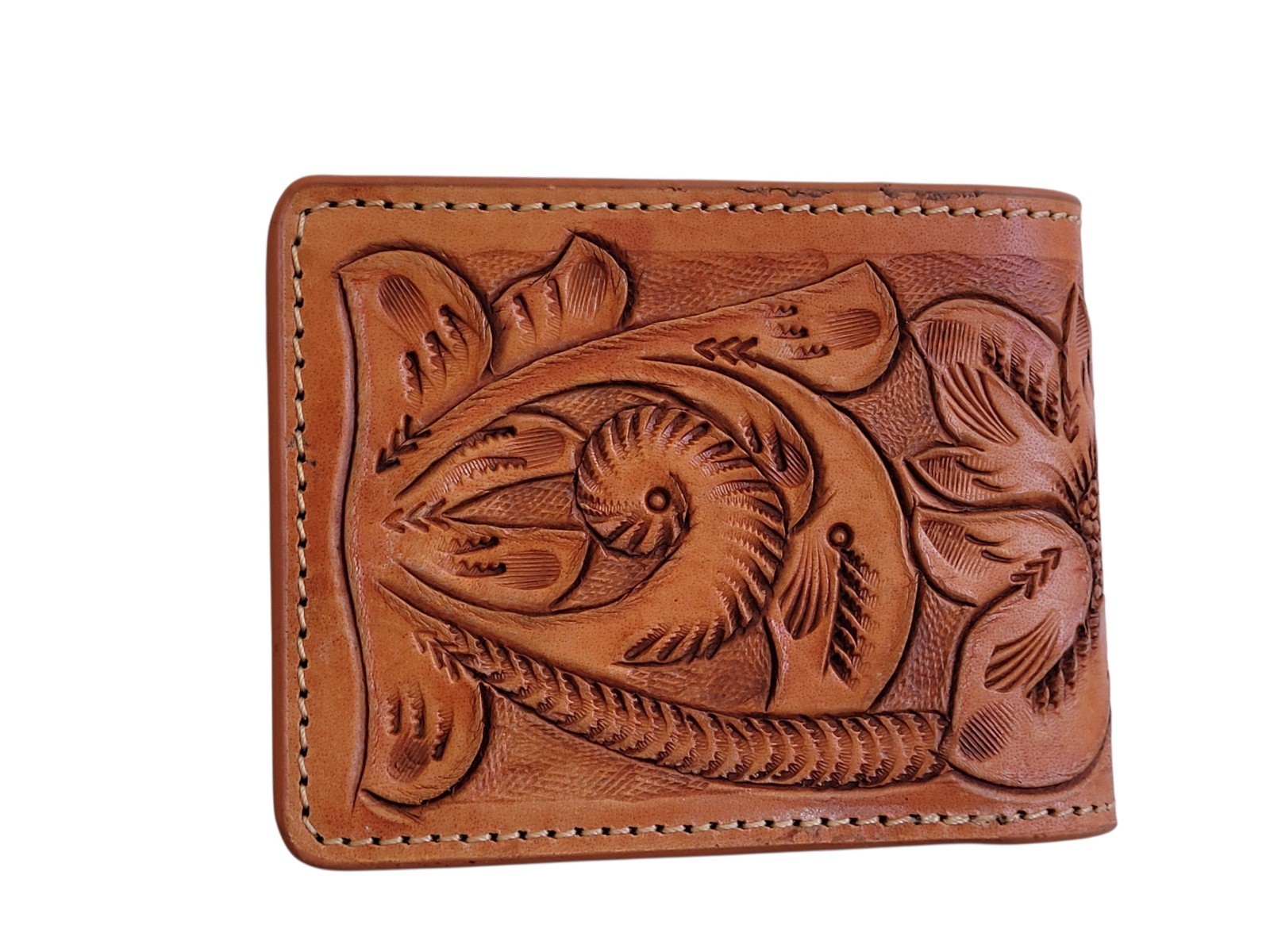 Hand Tooled Genuine Leather Bifold Wallet – Leather RFID Men Wallet Sunflower