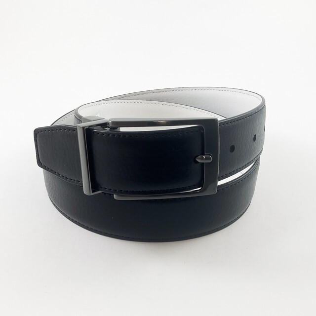 NIKE GOLF MENS REVERSIBLE WITH STITCH BELT SIZE: 34 (FITS W32) BLACK/WHITE 1390