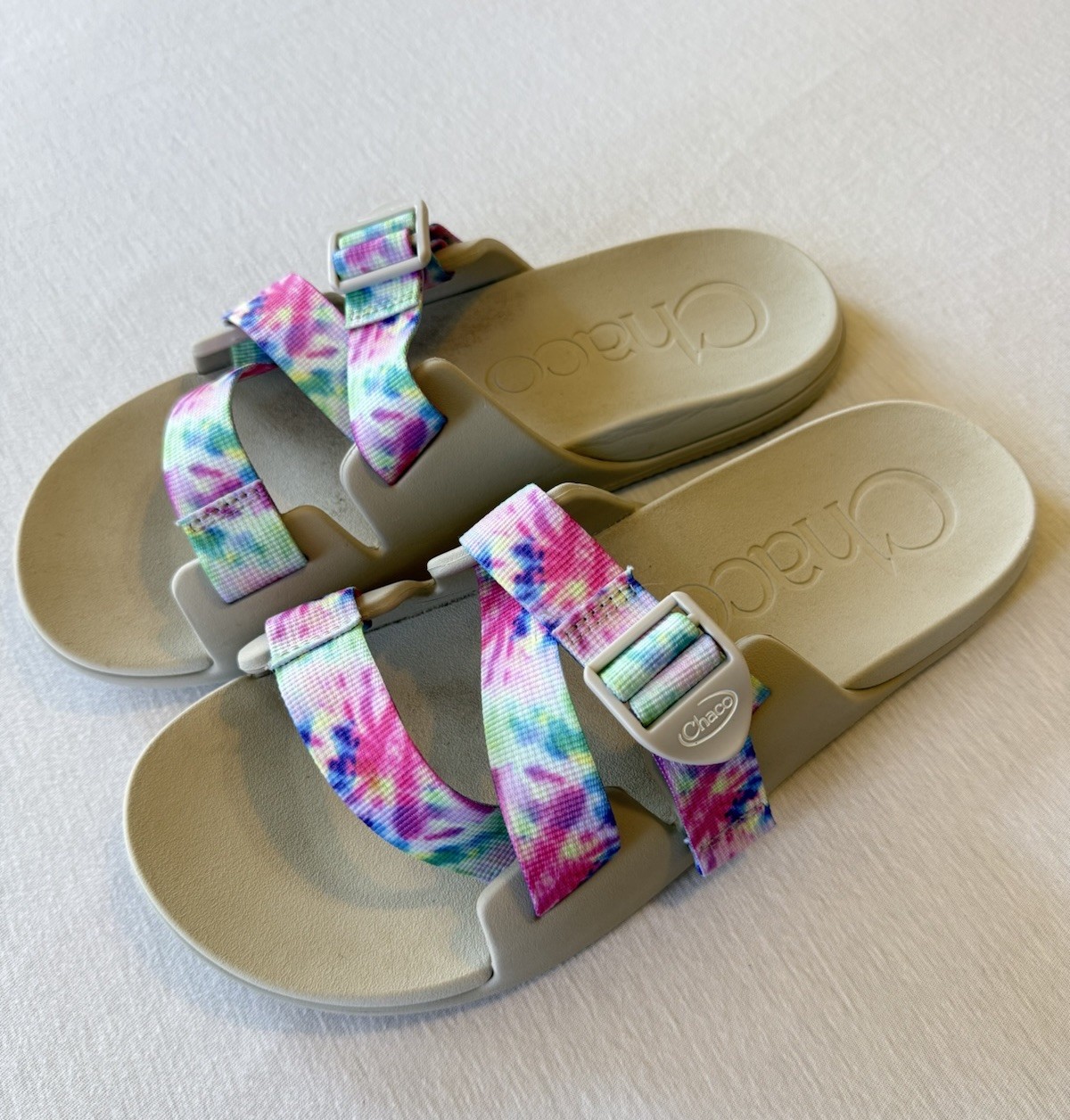 CHACO Chillos Slide Tie Dye Sandals, Adjustable Strap, Women’s Size US 11