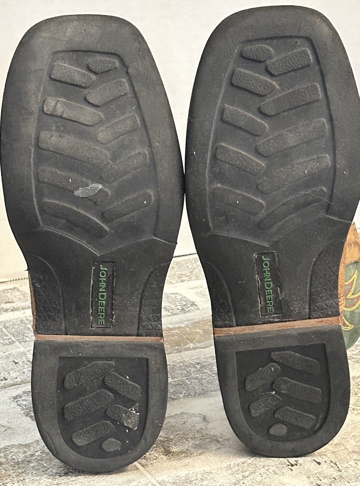 John Deere Dan Post Boot Co Brown Green Leather Cowboy Boots JD2316 Boys 12M