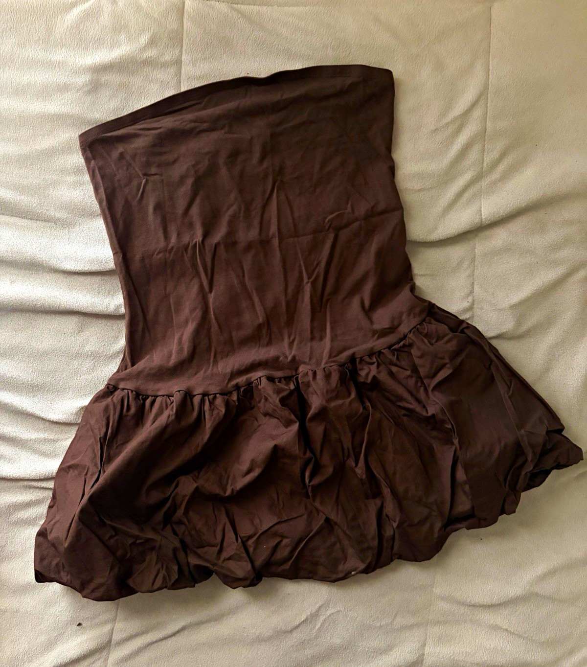 Wild Fable Brown Strapless Mini Ruffle Dress Women M