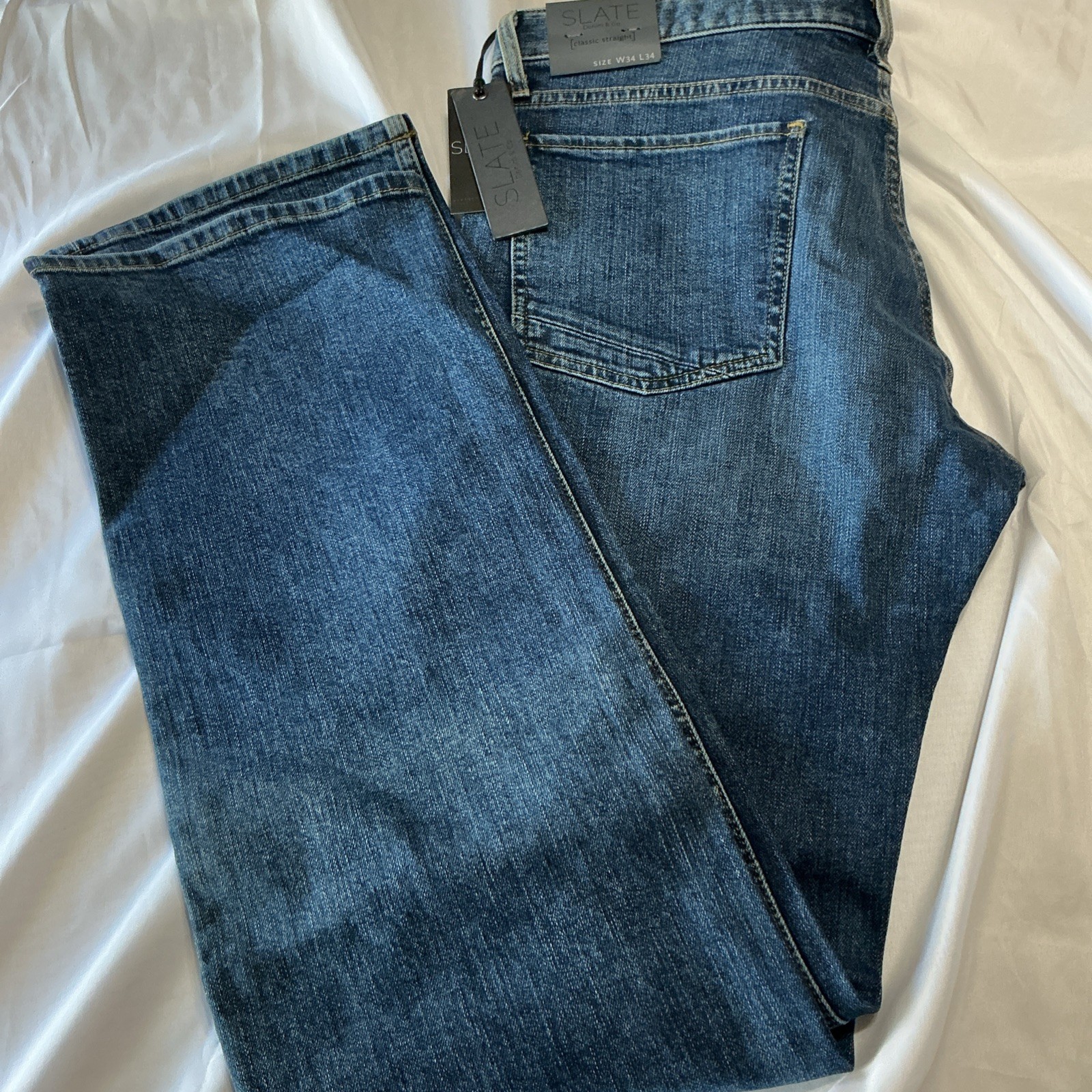 SLATE Denim & Co New Classic Straight Jeans 34×34 Men’s MADE IN USA MSRP $198