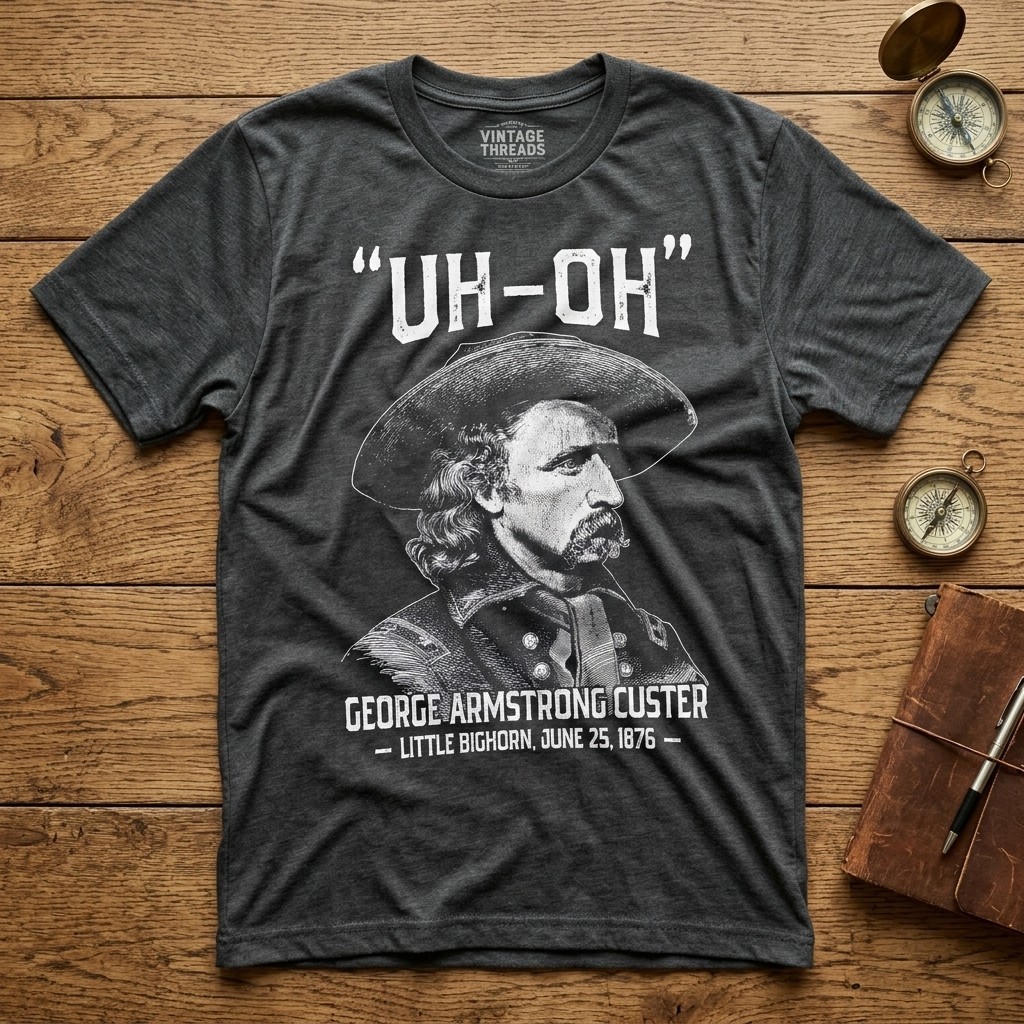 Uh-Oh George Armstrong Custer Little Bighorn Funny History T-Shirt