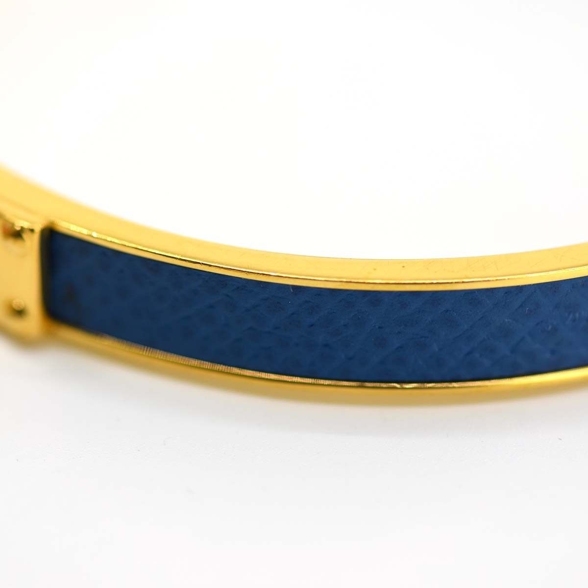 HERMES Kelly Bangle Courchevel Leather Blue Gold Hardware 7.5mm Pre-owned