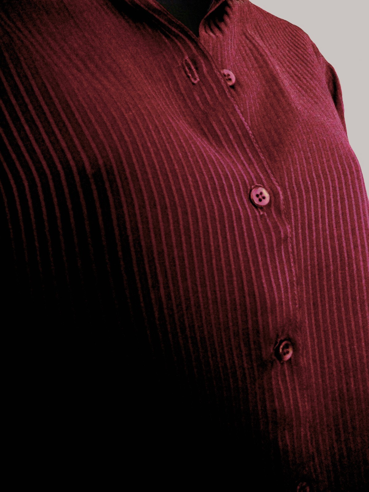 GIVENCHY DARK SCARLET LONG-SLEEVED BLOUSE, BUST ABOUT 36″, SZ 6, NICE CONDITION