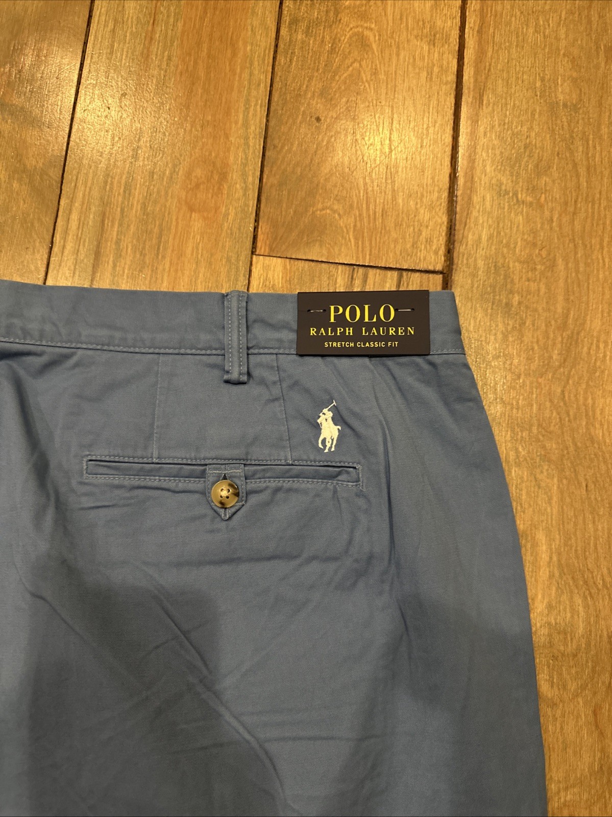 Polo Ralph Lauren Mens Stretch Classic Fit Pants 46Bx30 Blue Chino Cotton Twill