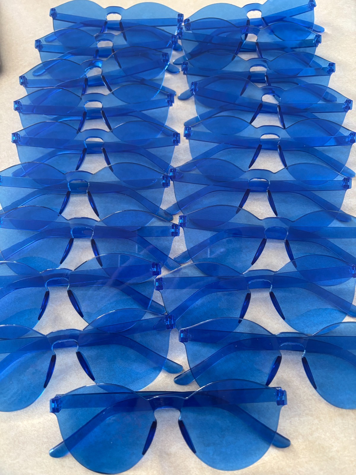 19 Blue Rimless Sunglasses Bulk Lot Party Favors 4th of July Summer Events Retro