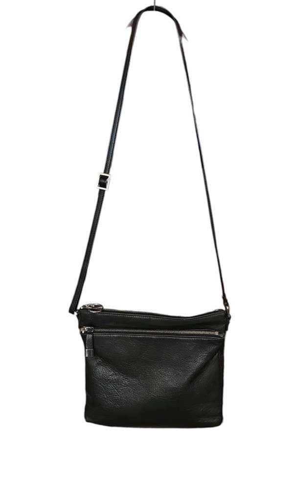 Margot Black Pebbled Leather Crossbody Purse Bag Travel Classic Minimalist