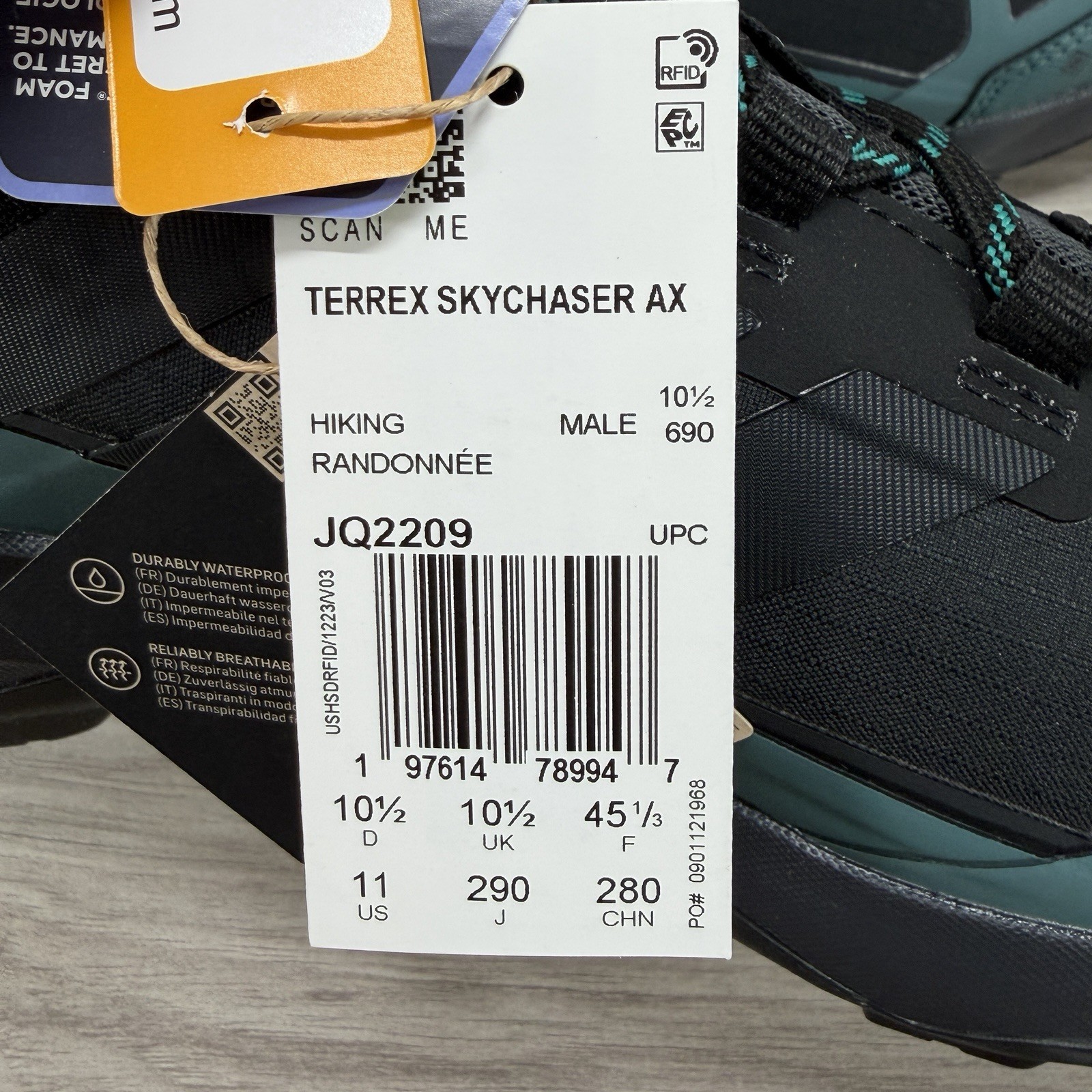 Adidas Terrex Skychaser AX5 Gore-Tex Hiking Shoes Blue Green Men’s 11 JQ2209