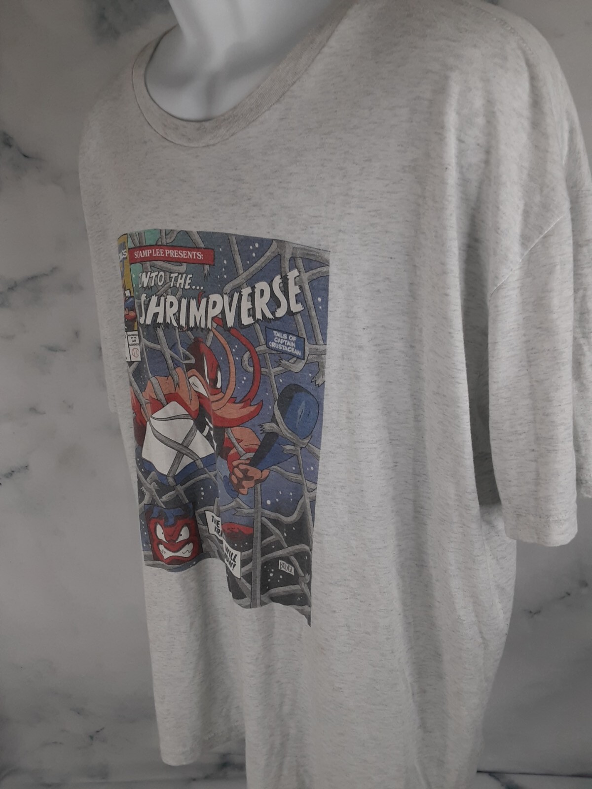 108 Stitches size 2XL Jumbo Comics Shrimpverse heather gray soft t shirt