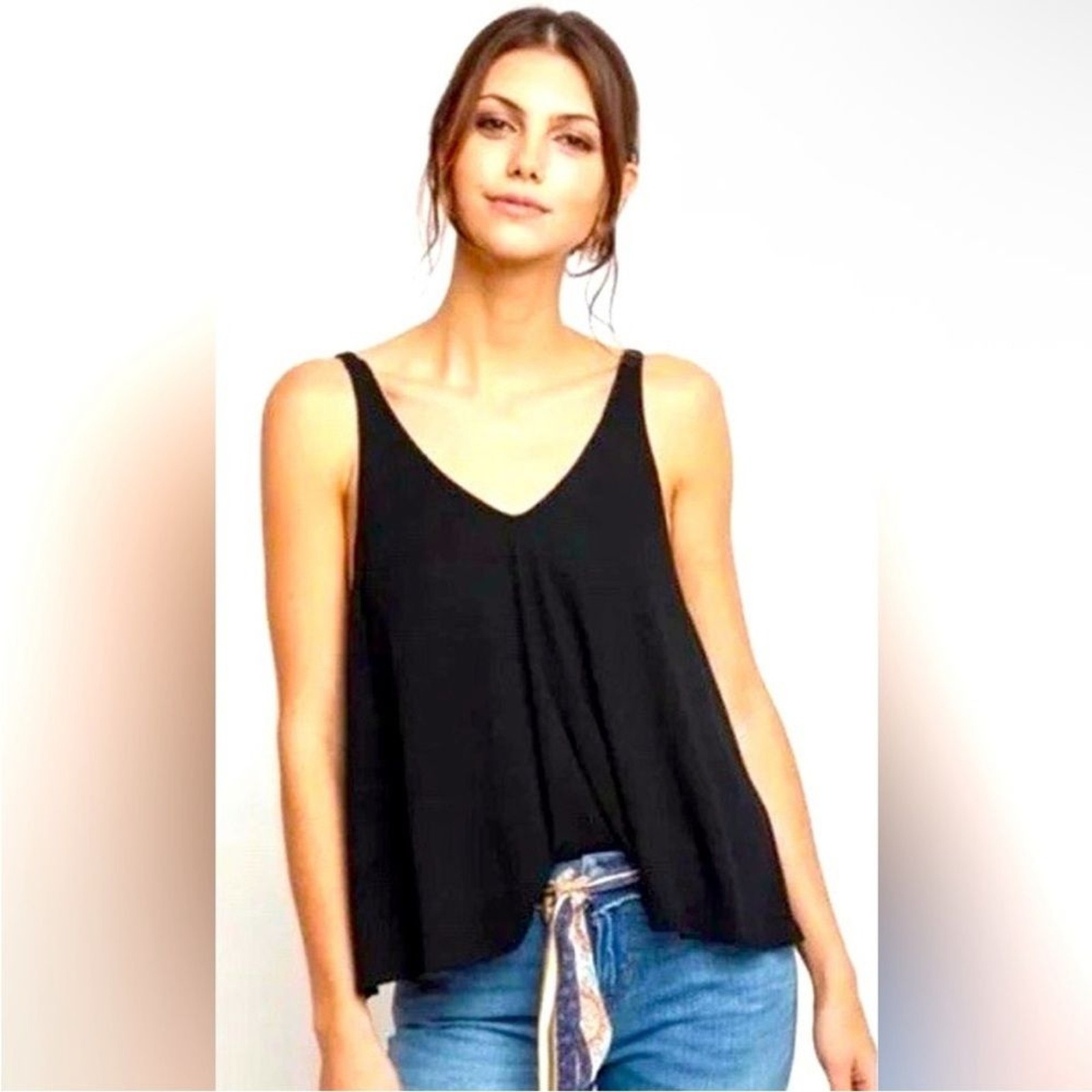 Free People Intimately Dani Tank Flowy Oversized Swing Tank Black Size XS