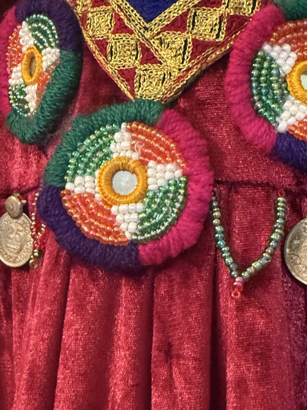Afghan Traditional Kuchi Hand sewn Velvet Dress Set Shisha Beads Embroidery