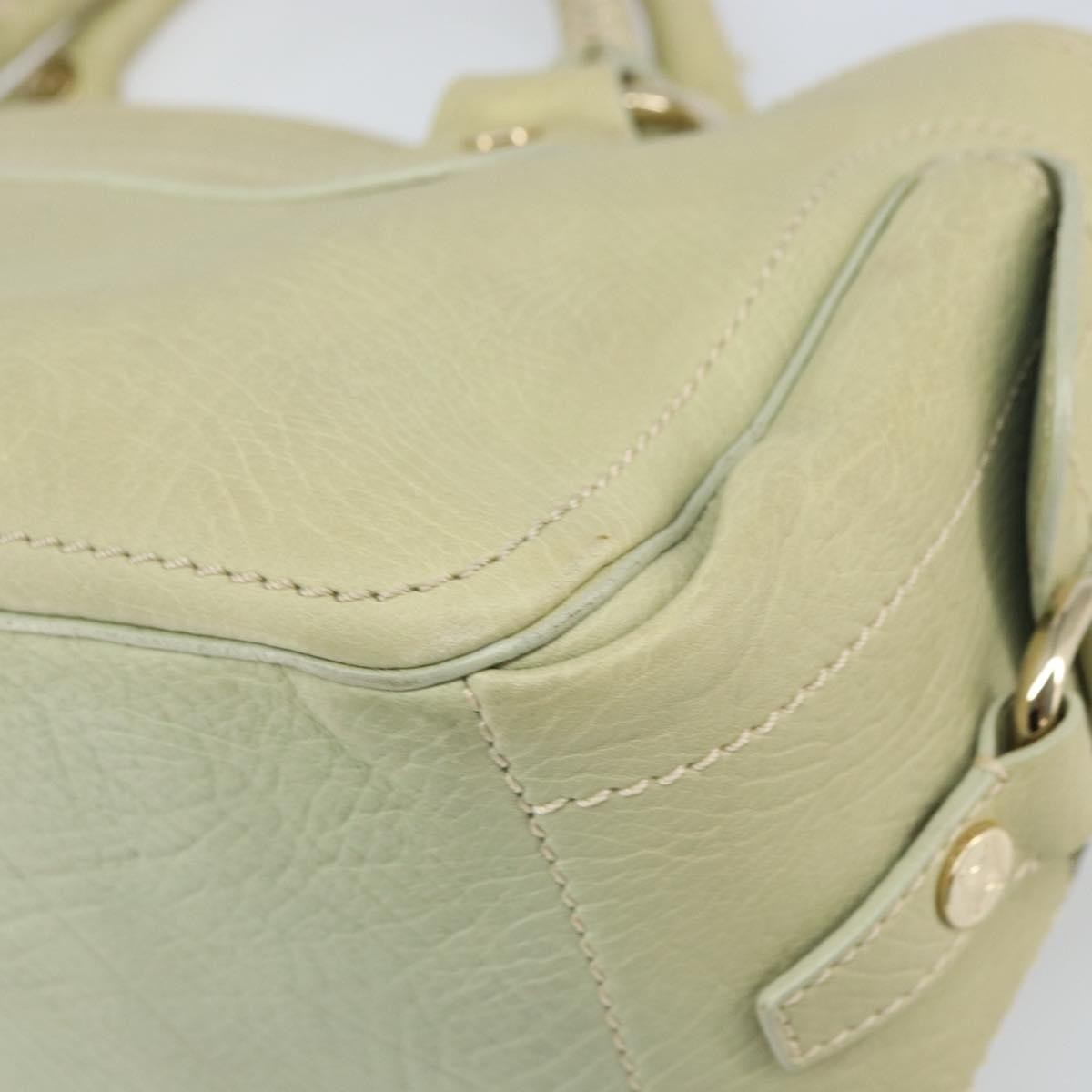 CELINE Boogie Hand Bag Leather Green Gold Auth BA9733