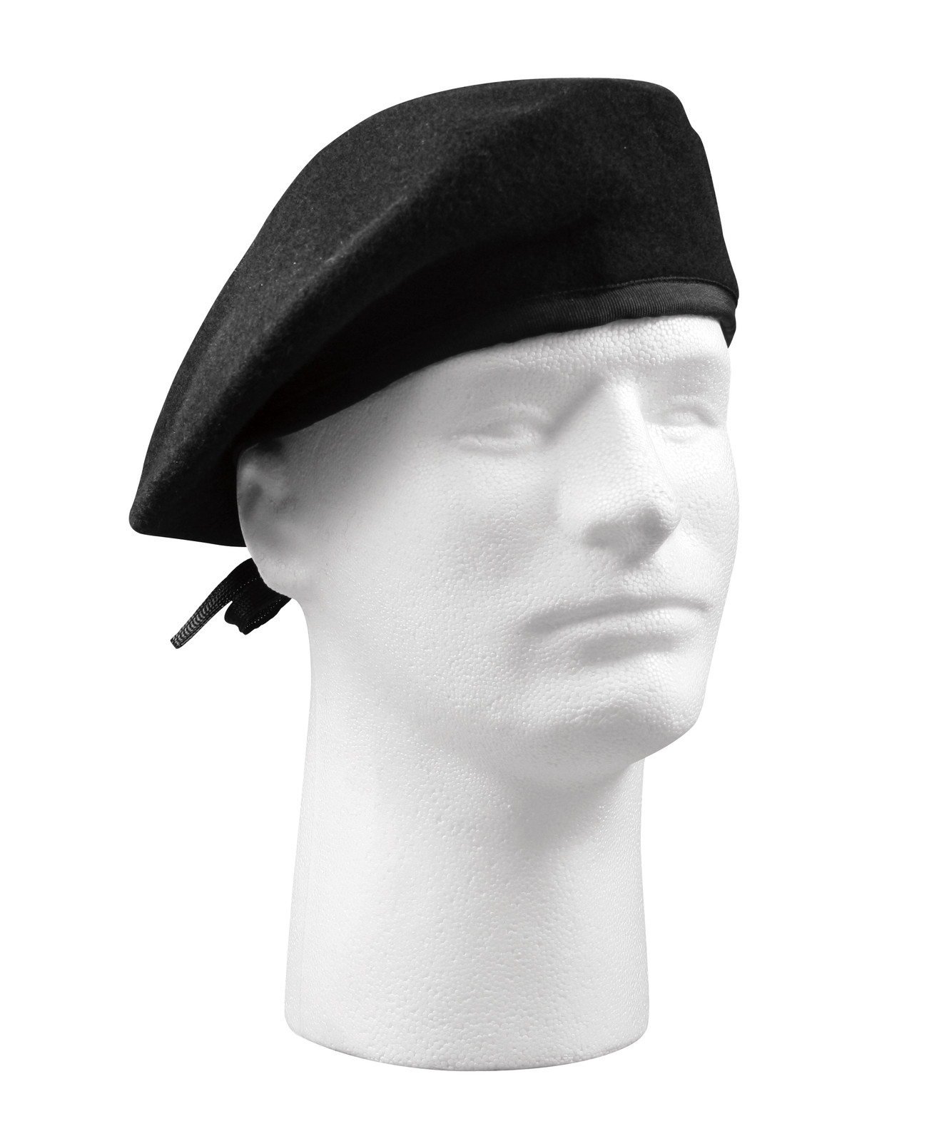 Black Beret GI Style – Wool w/ Drawstring No Eyelt – Sizes 7 – 7.75