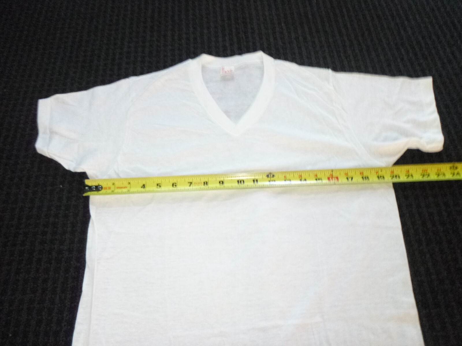 Vtg 70s BVD V-Neck WHITE T-Shirt Undershirt Single Stitch 50/50 Poly Cotton Sz L