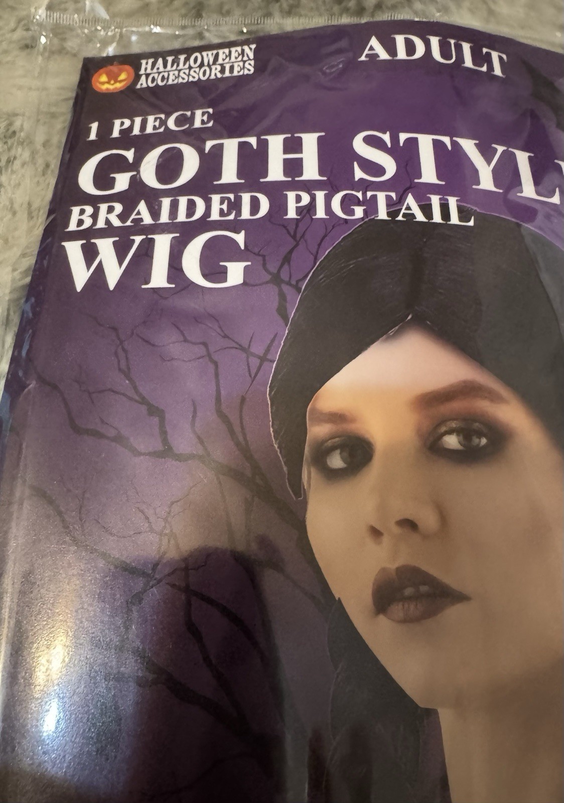 Adult Goth Black Braided Pigtail Wig Costume- 22.75″ Length-Wednesday New