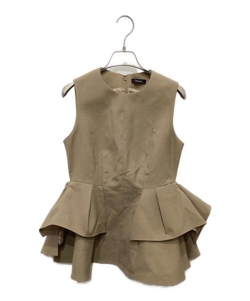 Anuans Women’s Brown Sleeveless Flare Top S Polyester Wool Casual