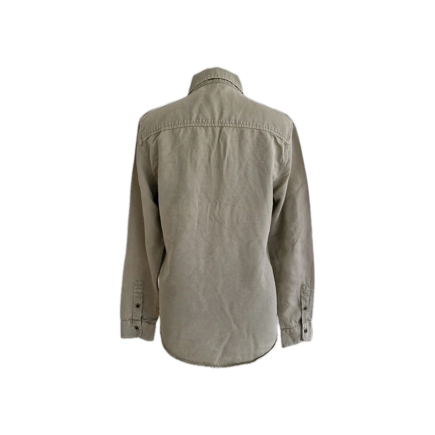 Mother The Frenchie Slipover Cotton Blend Military Green Shirt Womens Size Small
