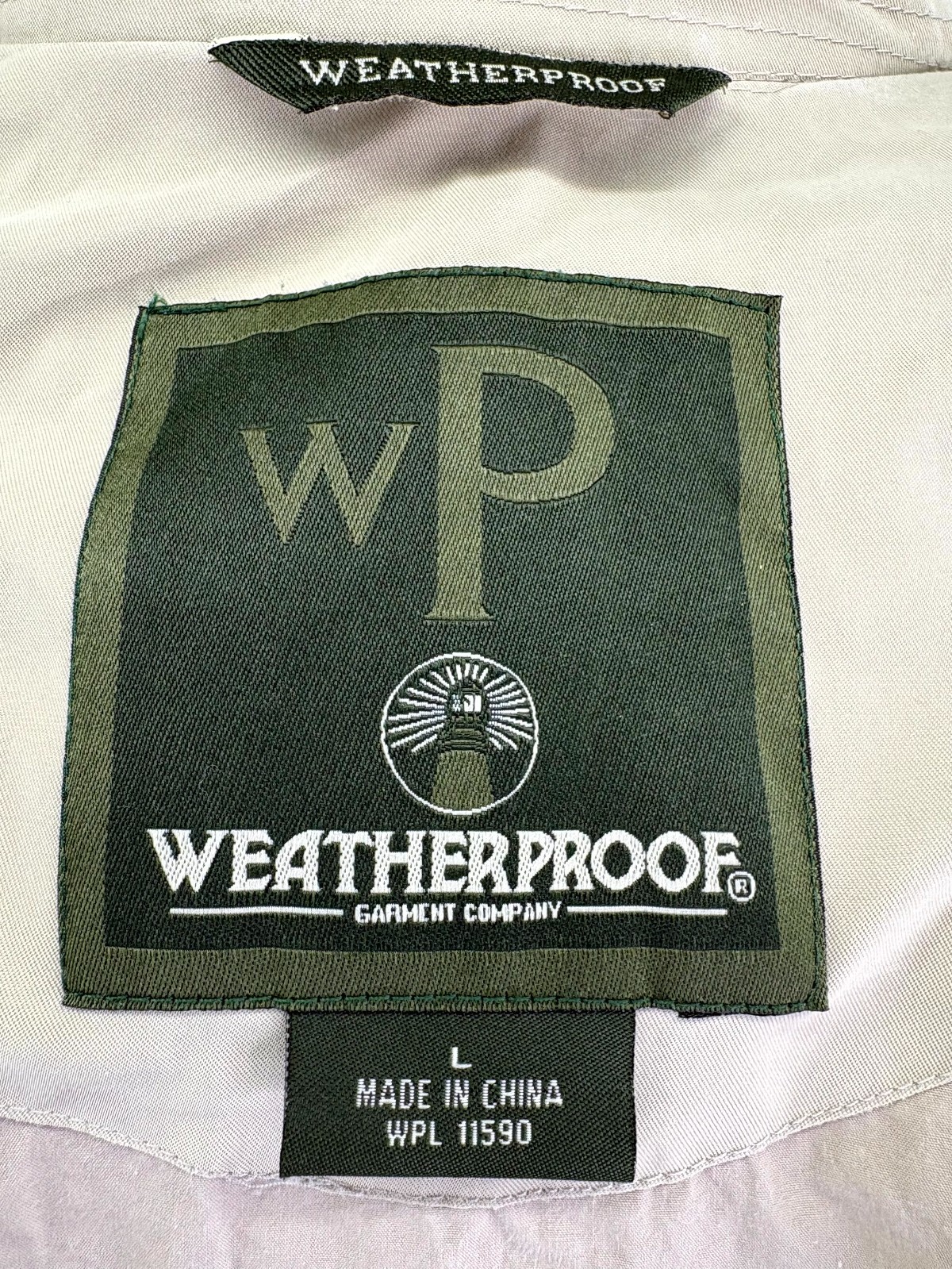 Weatherproof Mens Large Beige Full Zip Lined Golf Jacket Casual Outdoor Coat