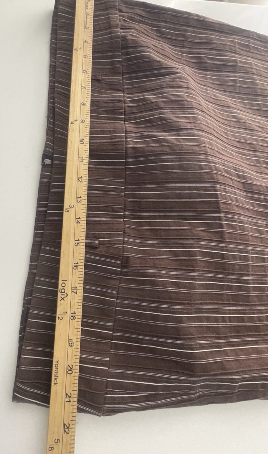 Sole Brown Pinstripe Midi Skirt womens 14 Career Office Stretch Side Slip Y2K