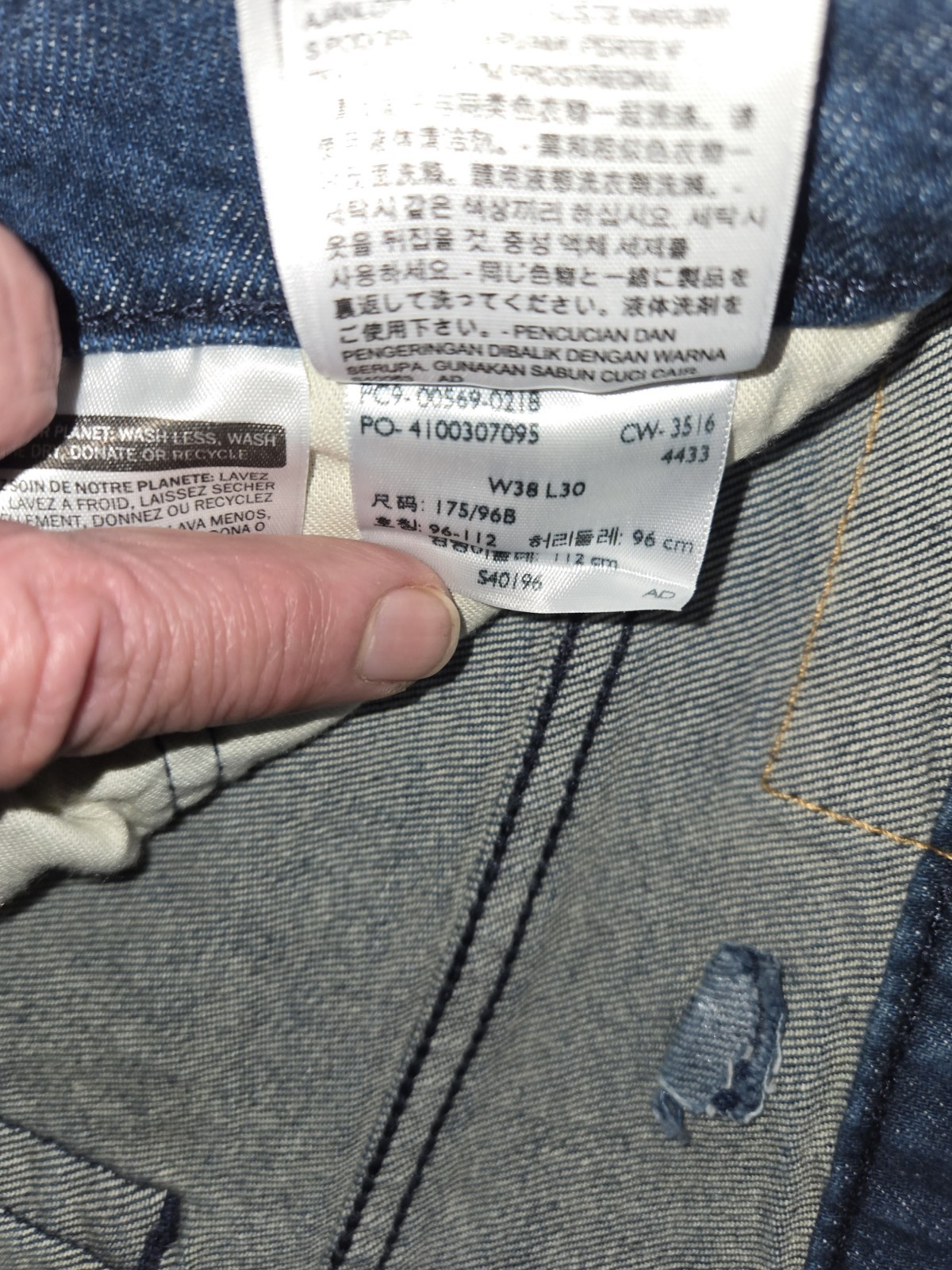 MENS LEVI’S 569 38X30 (FIT 38X28) LOOSE STRAIGHT FIT DARK BLUE JEANS A+ HEM JOB