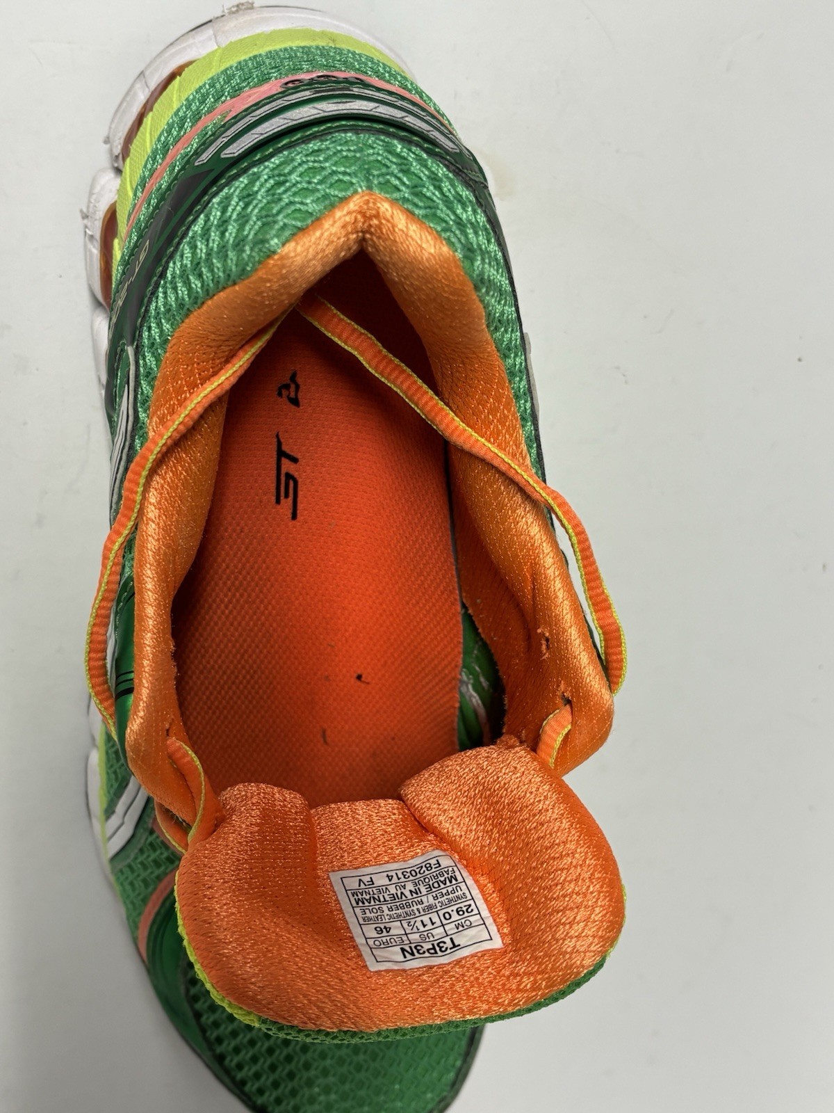 ASICS GEL Mens GT-2000 2 Classic Green White Orange Clownfish Running Shoe-11.5