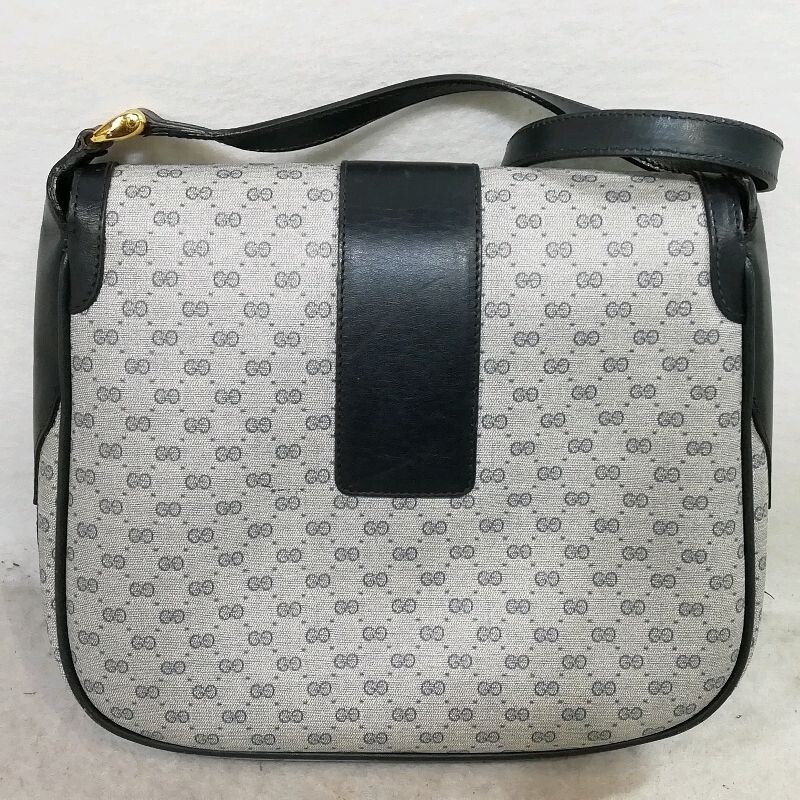 GUCCI Shoulder Bag Micro GG Canvas Navy Vintage Authentic From Japan