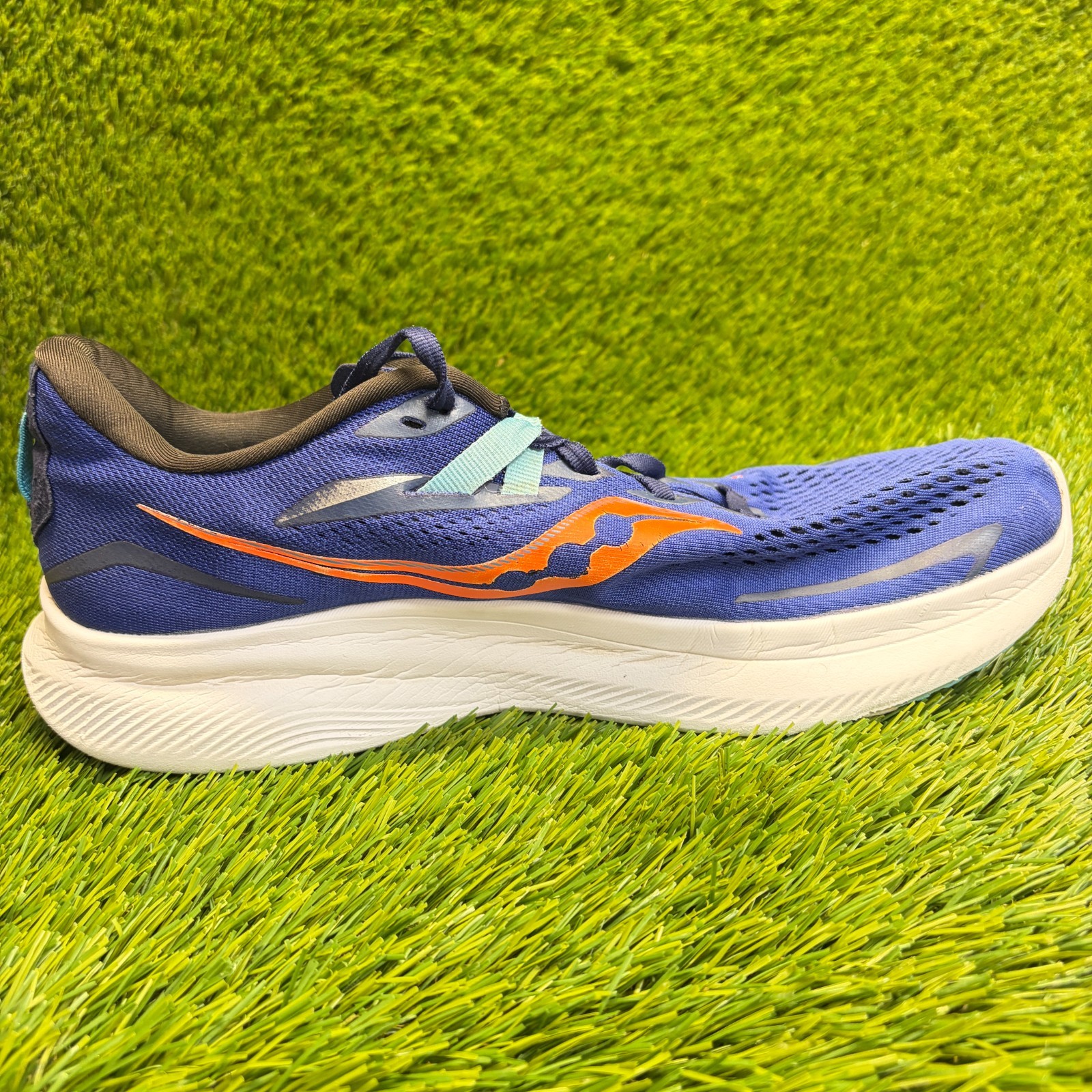 Saucony Ride 15 Mens Size 11 Blue Orange Athletic Running Walking Shoes Sneakers