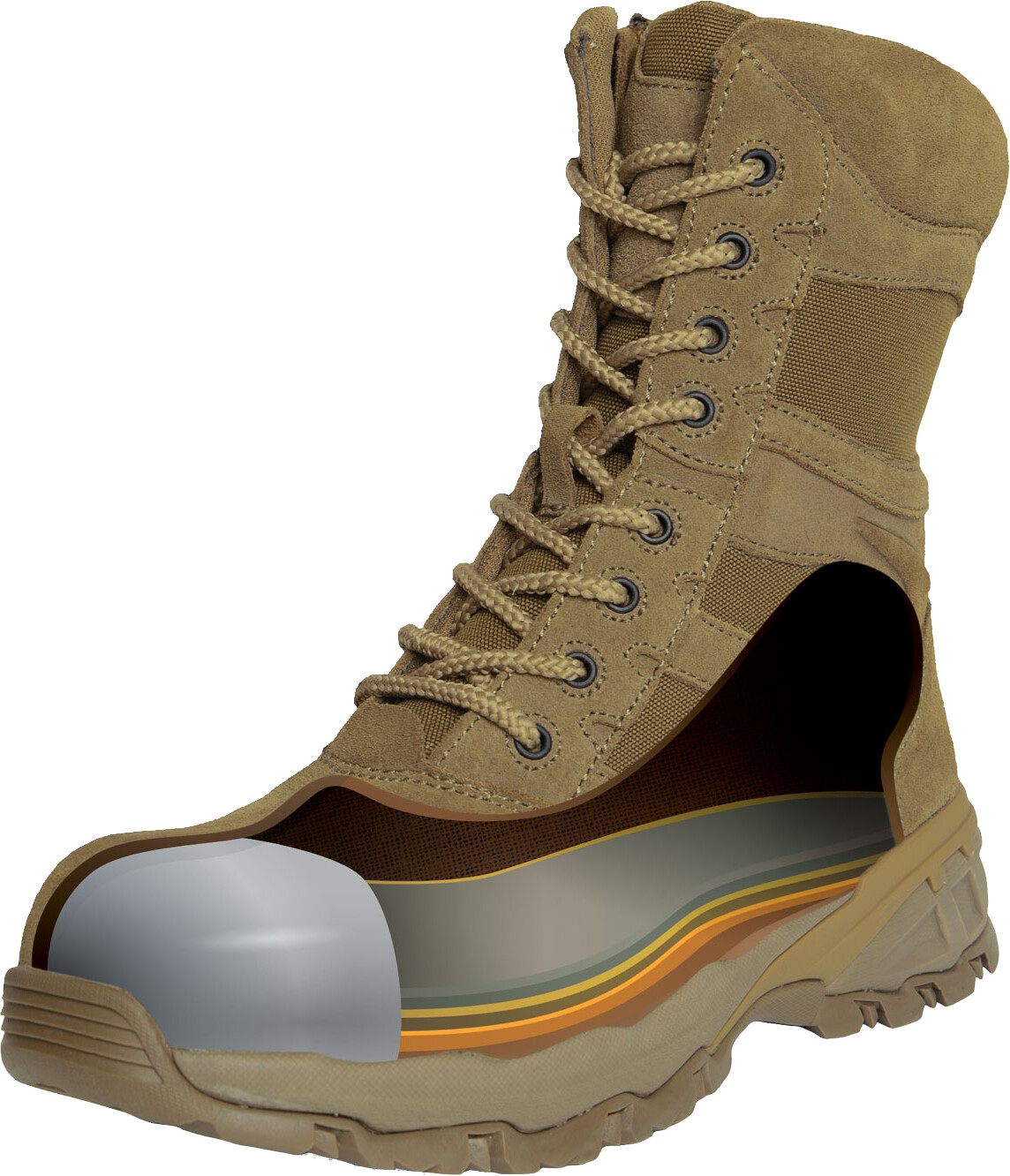 Rothco Coyote Brown AR 670-1 Tactical Deployment Side Zipper Boots Composite Toe