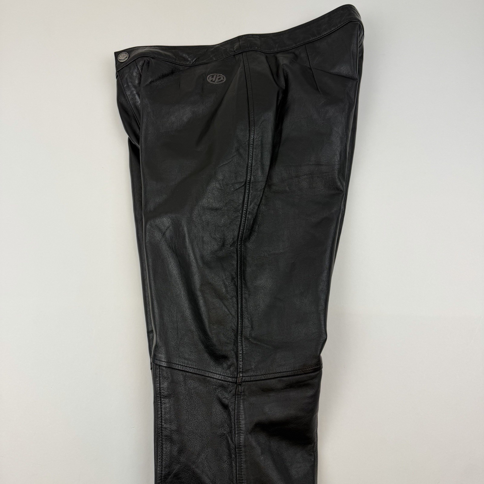Harley Davidson Leather Pants 38 / 10 W Black Genuine Biker Western Women *READ