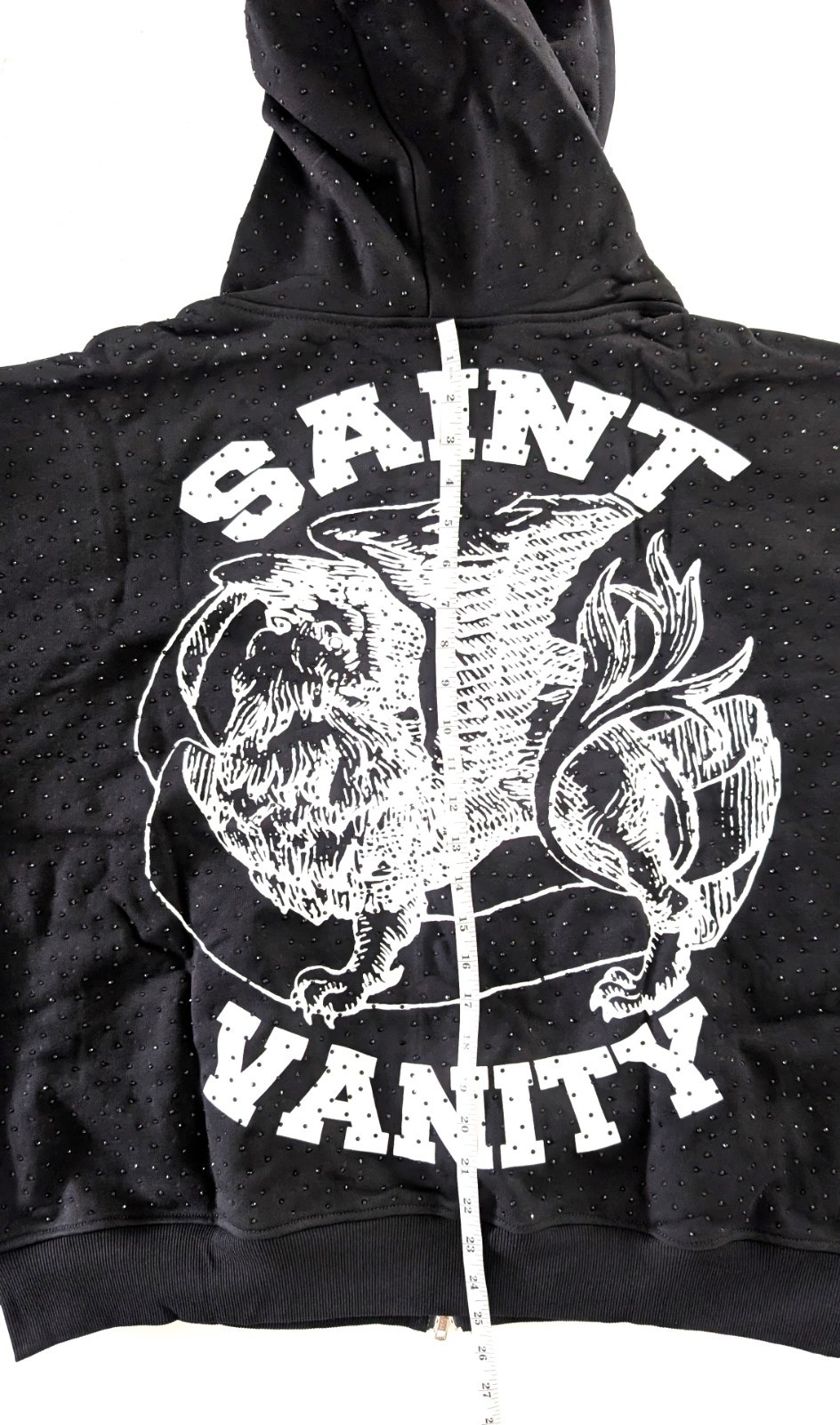 SAINT VANITY VVS Full Zip Hoodie Oreo Rhinestone Black Size L Printed Heavy 100
