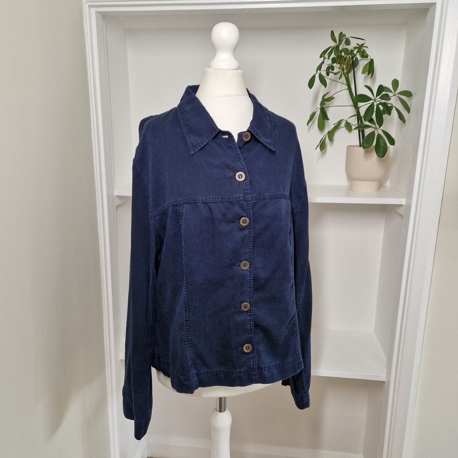 M&S Chore Shirt UK 16 Minimalist Indigo Workwear Oi Polloi Shacket Utility