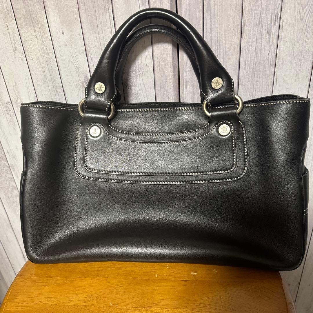 Celine Boogie Bag Leather Handbag Black Logo Hardware Women Luxury Shoulder