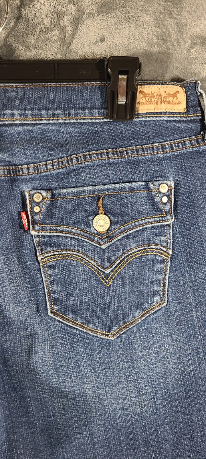 Signature by Levi Strauss Women 505 Straight Leg Jeans Button Flap Pocket 14M…