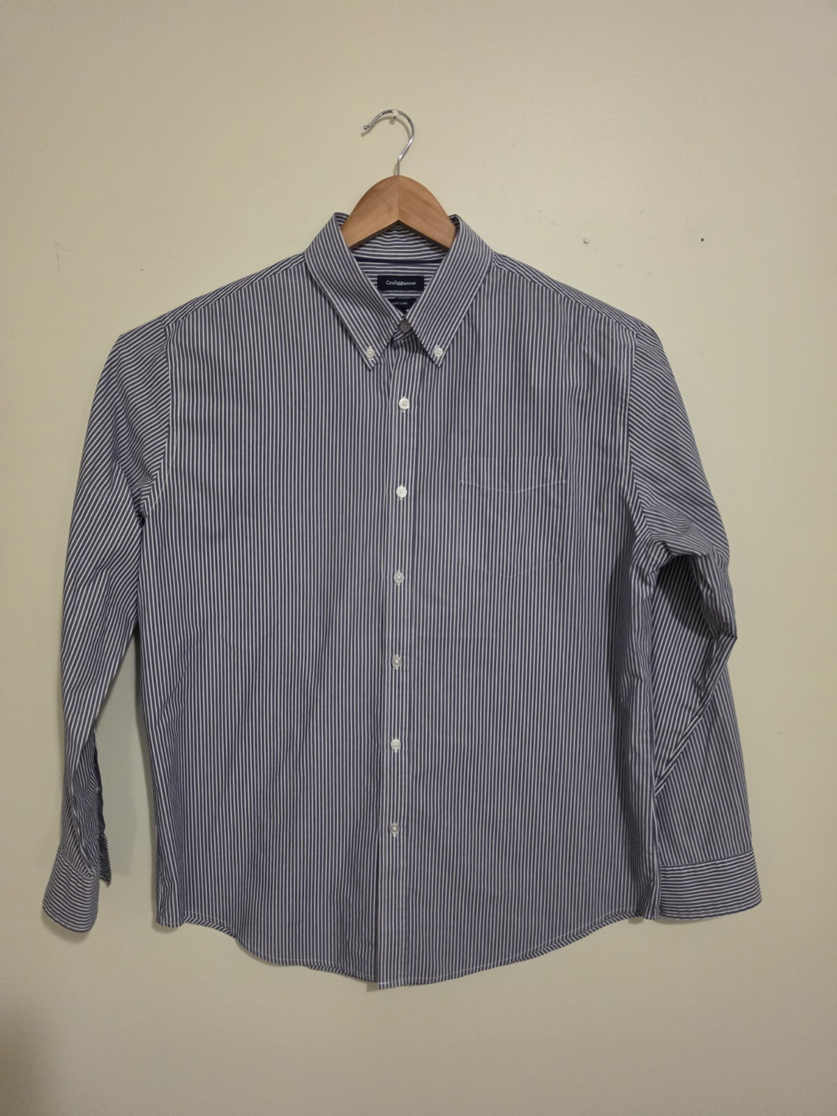 Croft & Barrow Easy Care Men’s L Blue White Striped Button-Down Long Sleeve
