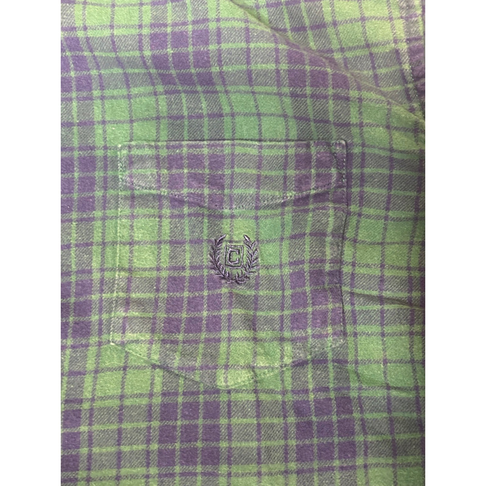 Chaps Mens XXL Brushed Flannel Shirt Green Navy Blue Plaid Long Sleeve Cotton