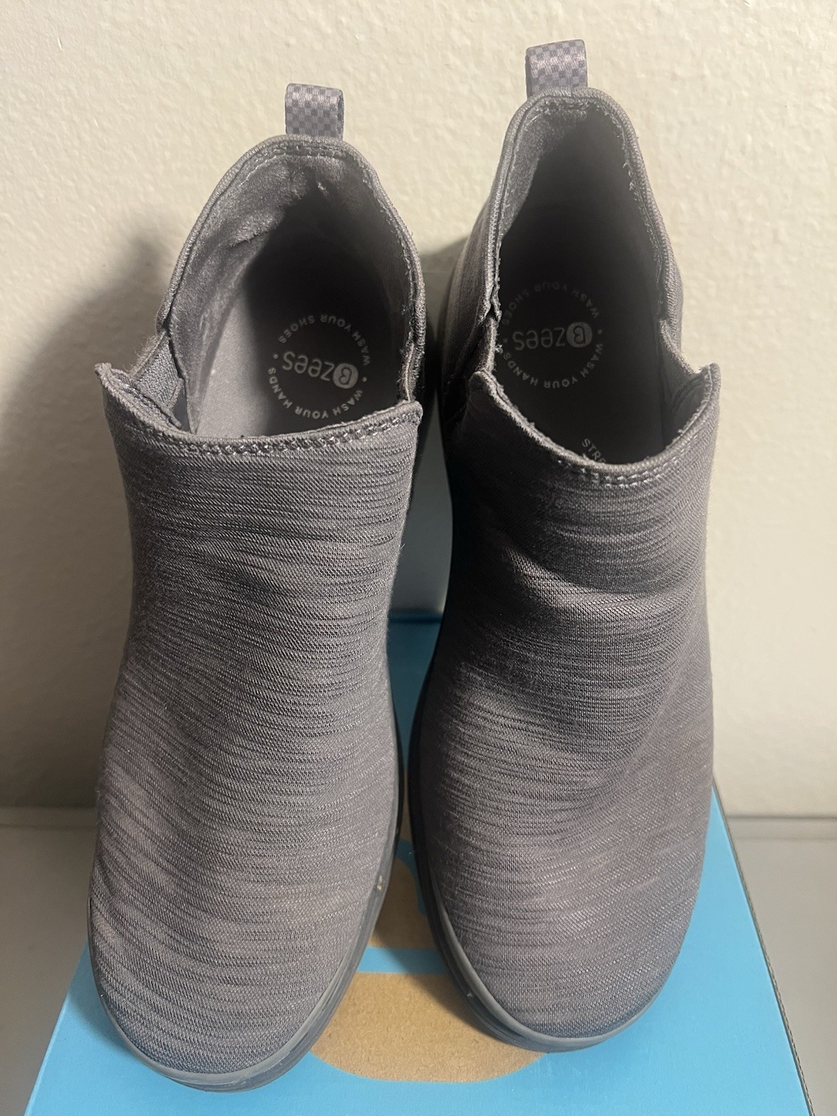 Bzees Ankle Boots Women 7.5 Granite Gray Tempo Chelsea Knit Slip On
