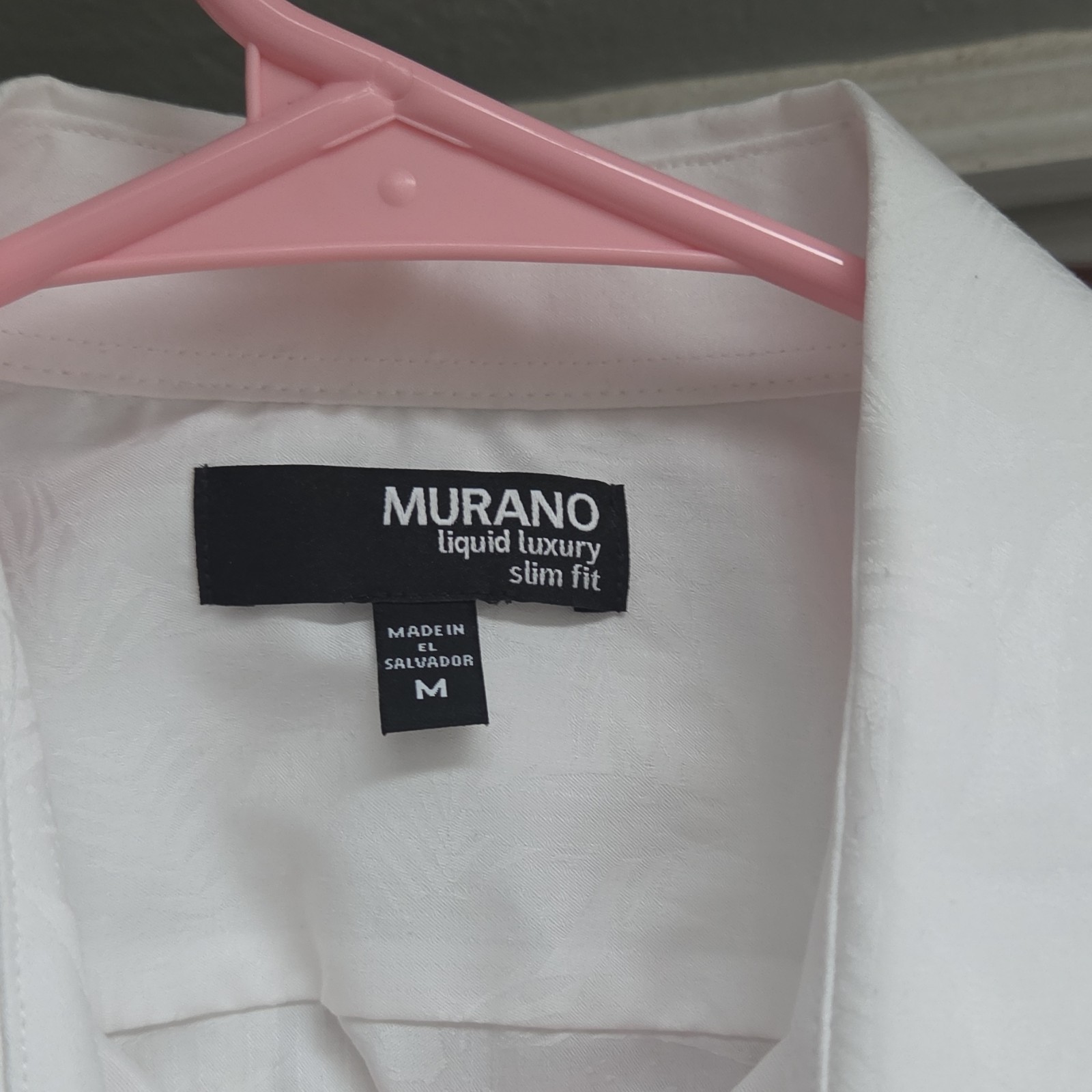 Murano Liquid Luxury Slim Fit White Floral Cotton Stretch Dress Shirt Men’s M