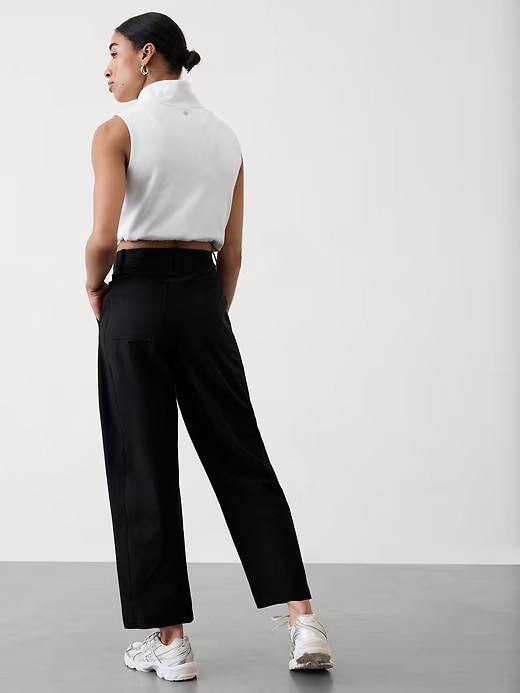 Athleta 8 (M MEDIUM) Skyline High Rise Barrel Leg Pant, Black Career Travel NEW