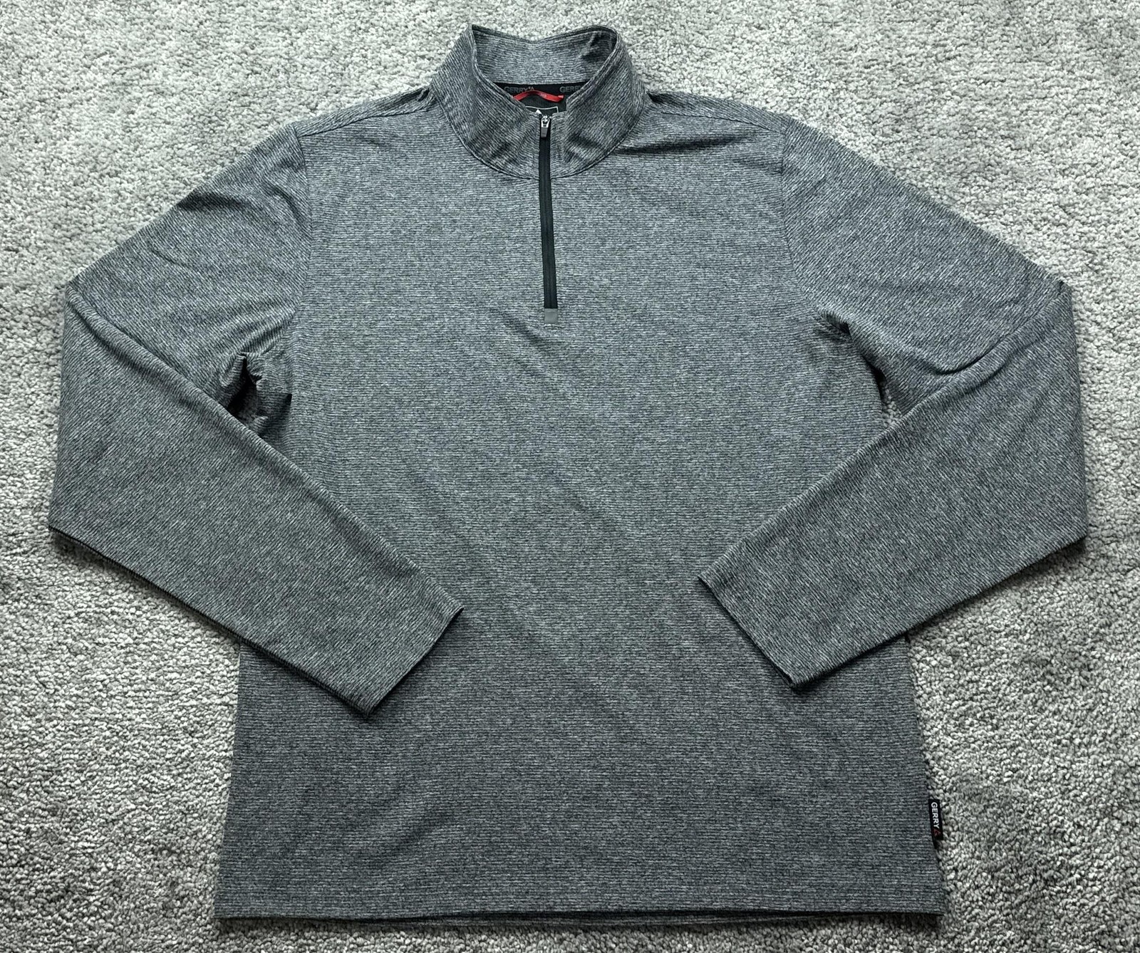 Gerry Pullover Mens M Gray 1/4 Zip Long Sleeve Mock Neck Breathable Tagless