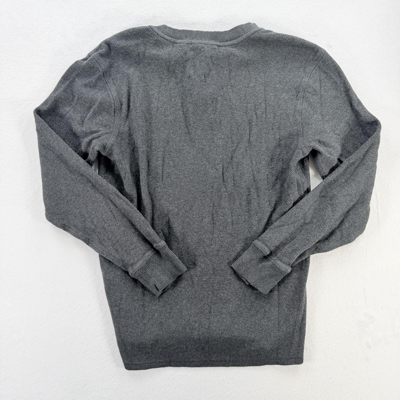 ROWM Shirt Mens Small Gray Thermal Henley Long Sleeve Waffle Knit Cotton