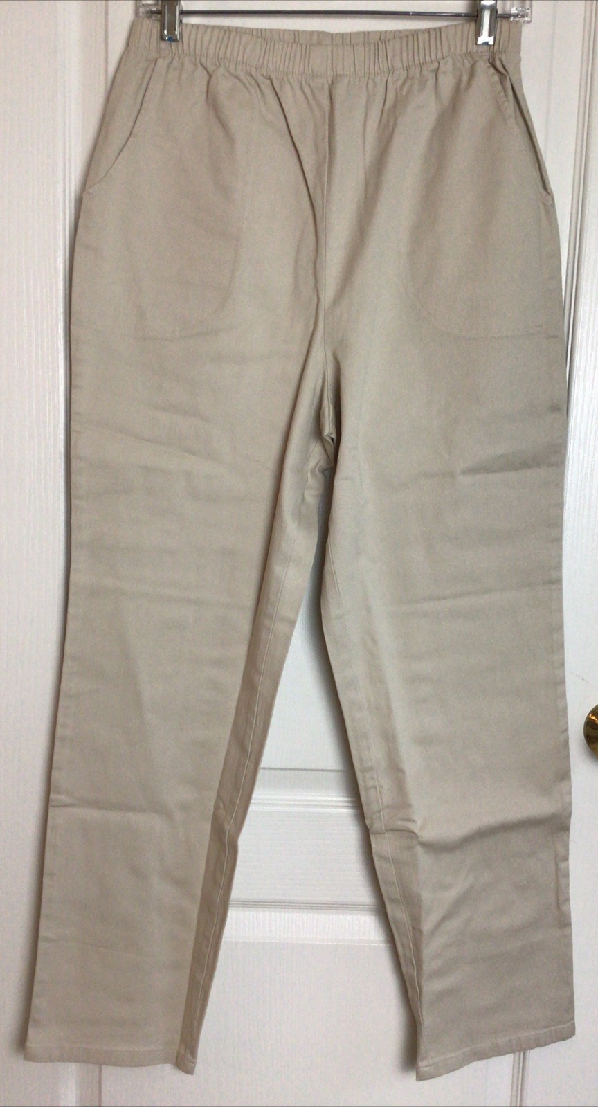 Denim And Co. tan Straight Leg Pull On Cotton Blend stretch ￼Pants W Pockets M
