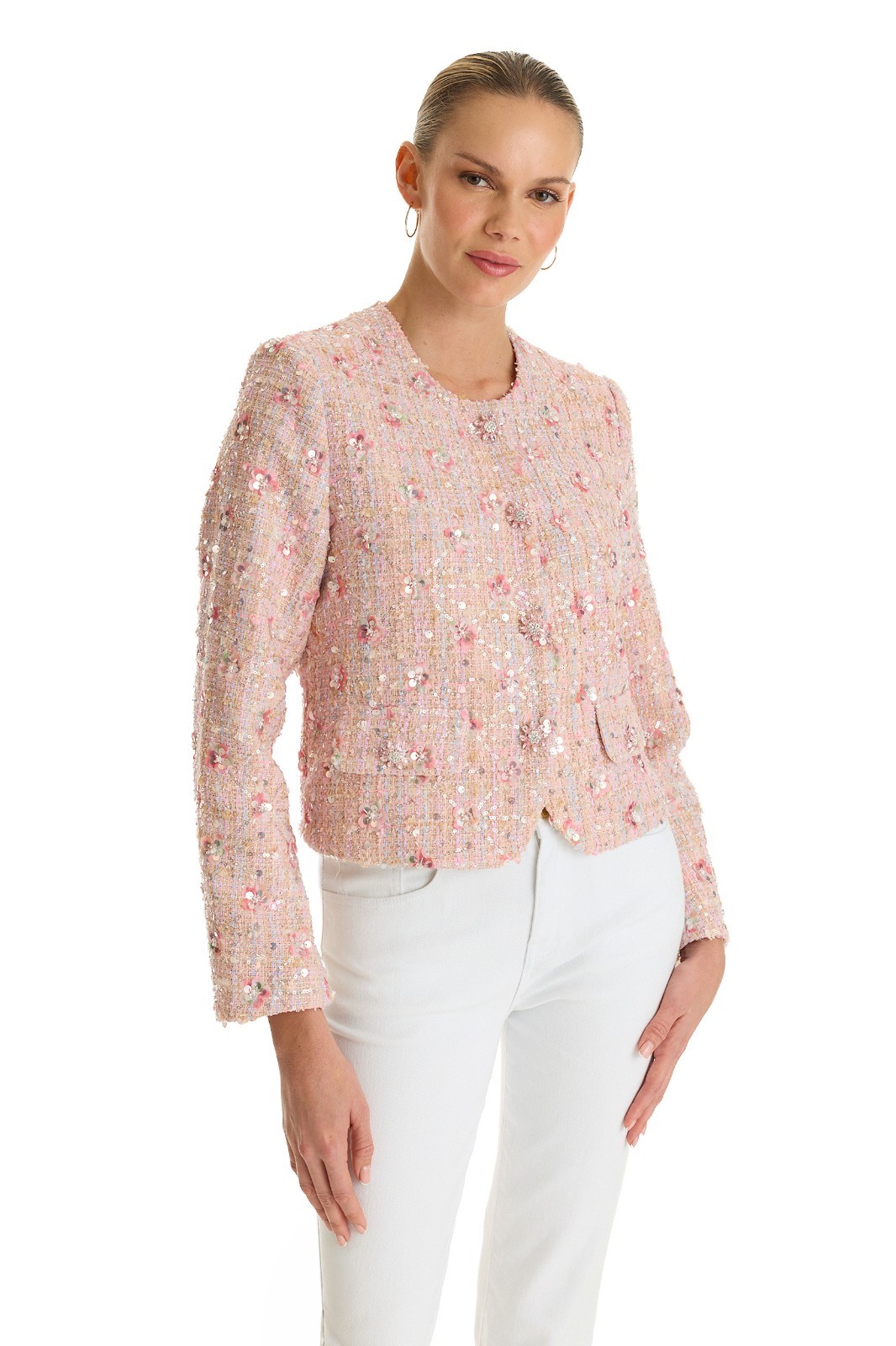 May Tweed Crystal Jacket Pink Multi, Sample, Size S The Noli Shop