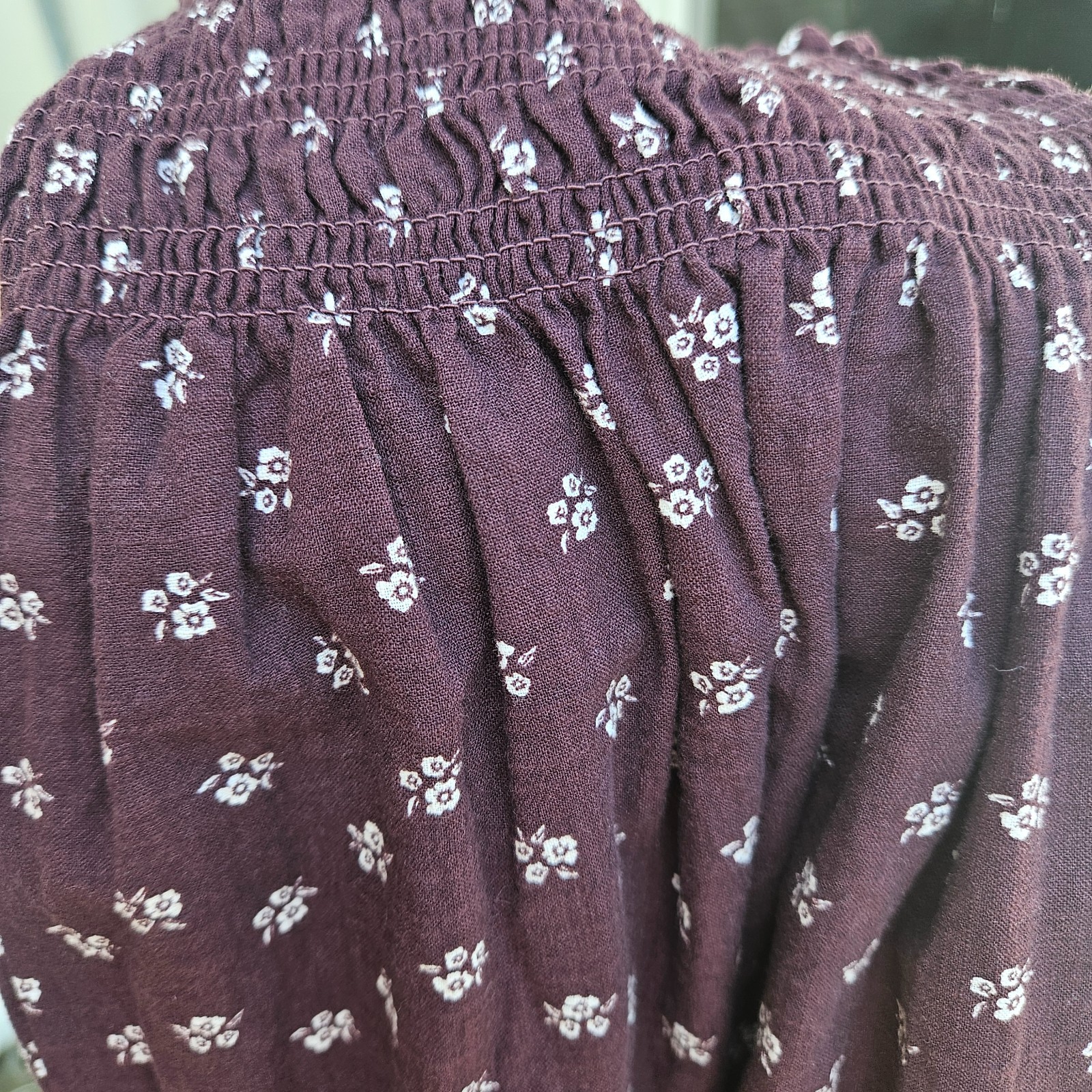 Universal Thread Dark Purple Brown Floral Smocked Waist Midi Skirt Womens Size M