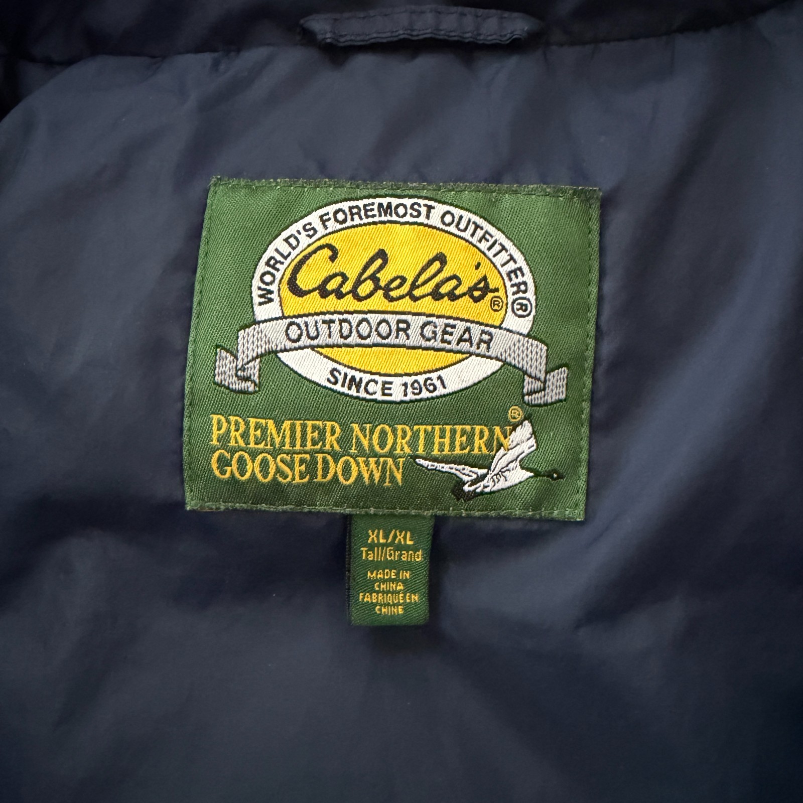 Cabelas Premier Northern Goose Down Puffer Jacket Men’s XL Blue Quilted