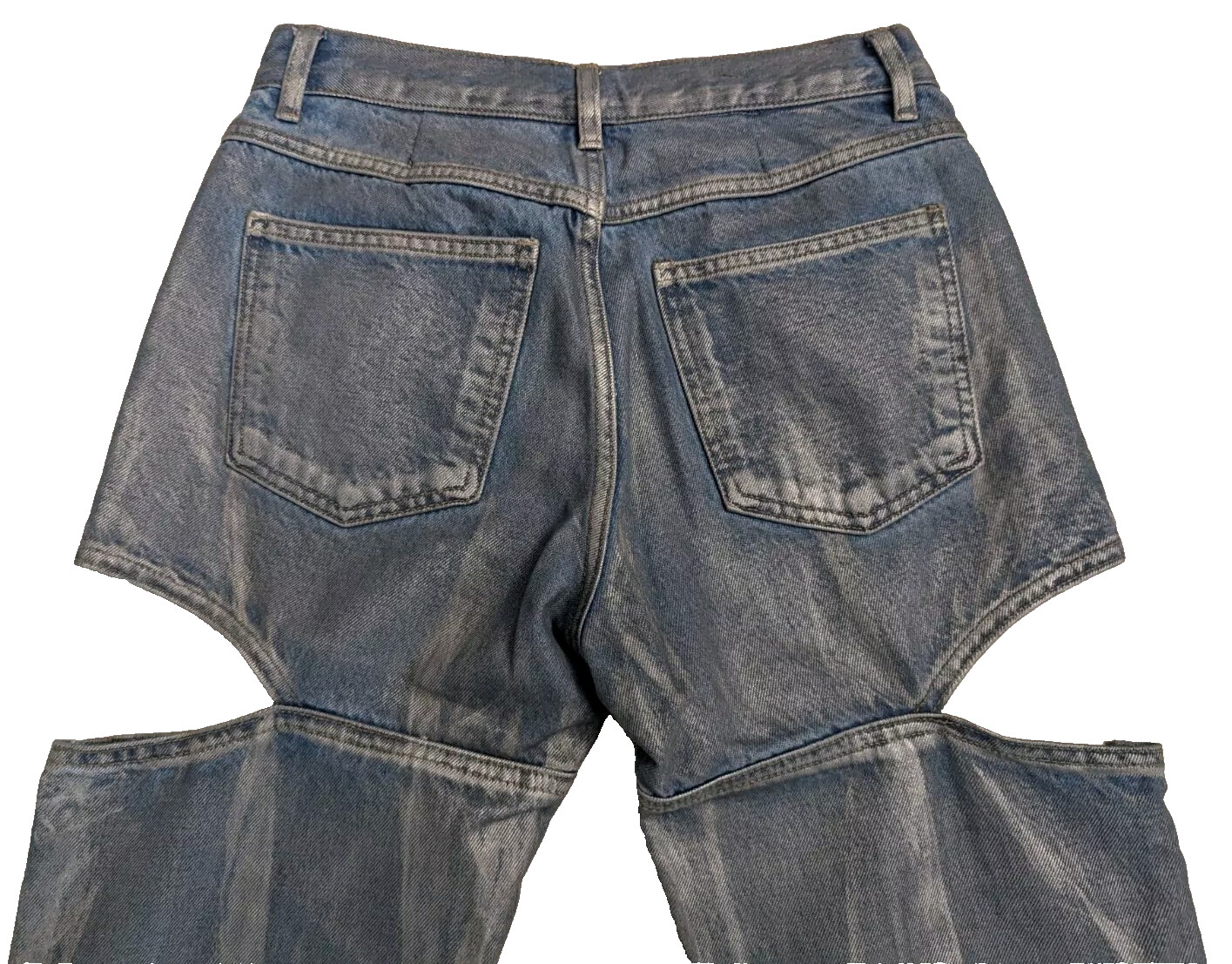 Source Unknown Blue Cut Out Coated Jeans Stone Washed Women’s Sz Medium