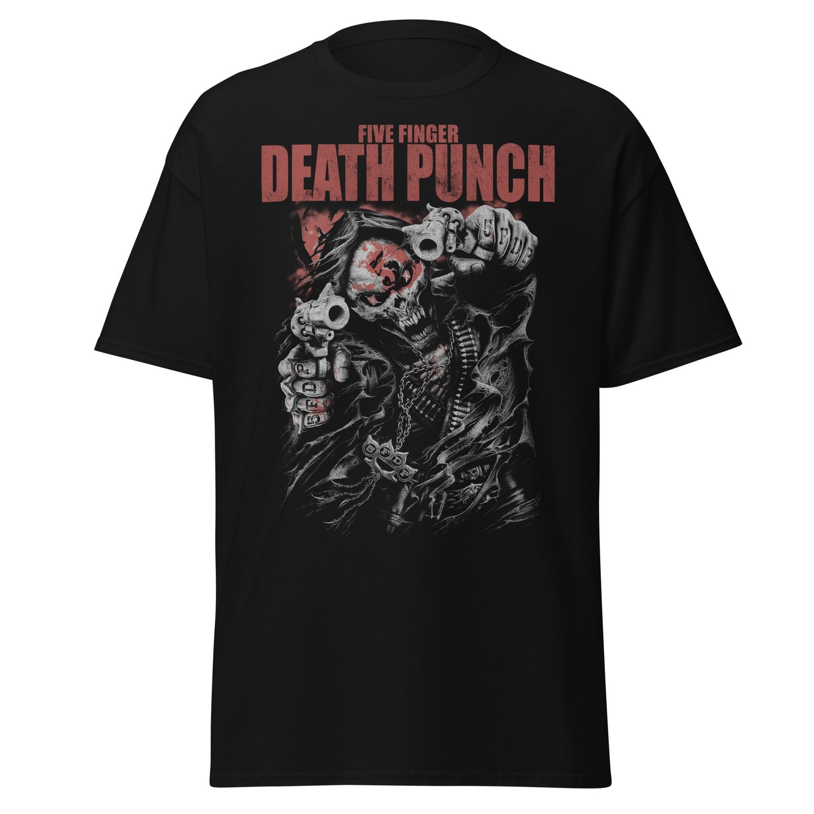 Stakes Five Finger Death Punch – Both Barrels Jumbo Print T-Shirt T-Shirt Black