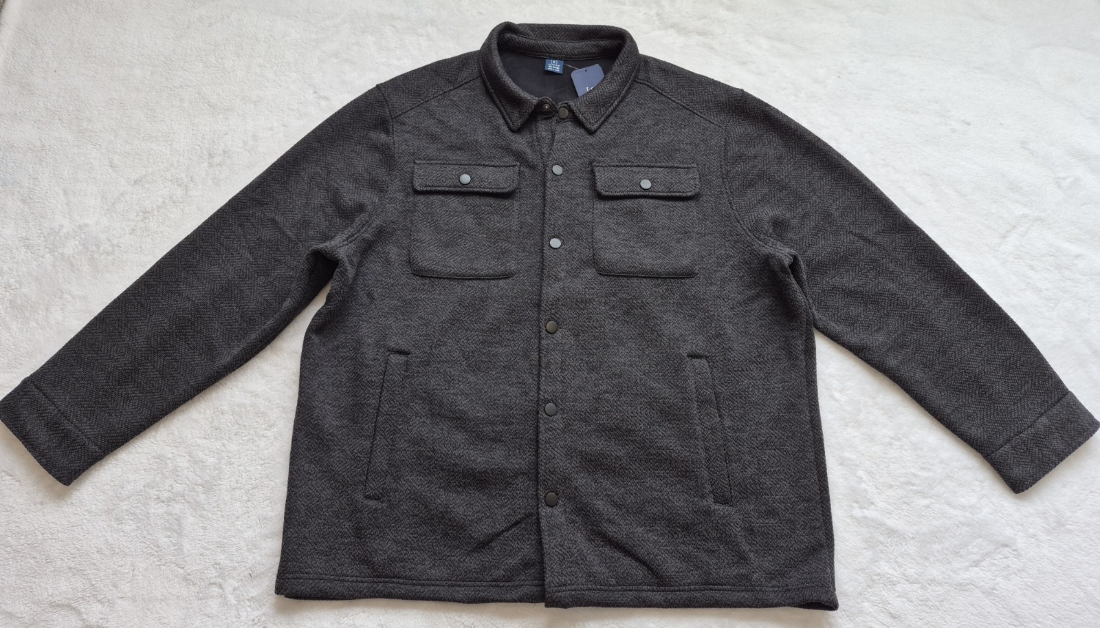 George Men’s Knit Fleece Shirt Jacket Black Soot Heather Size 3XL New