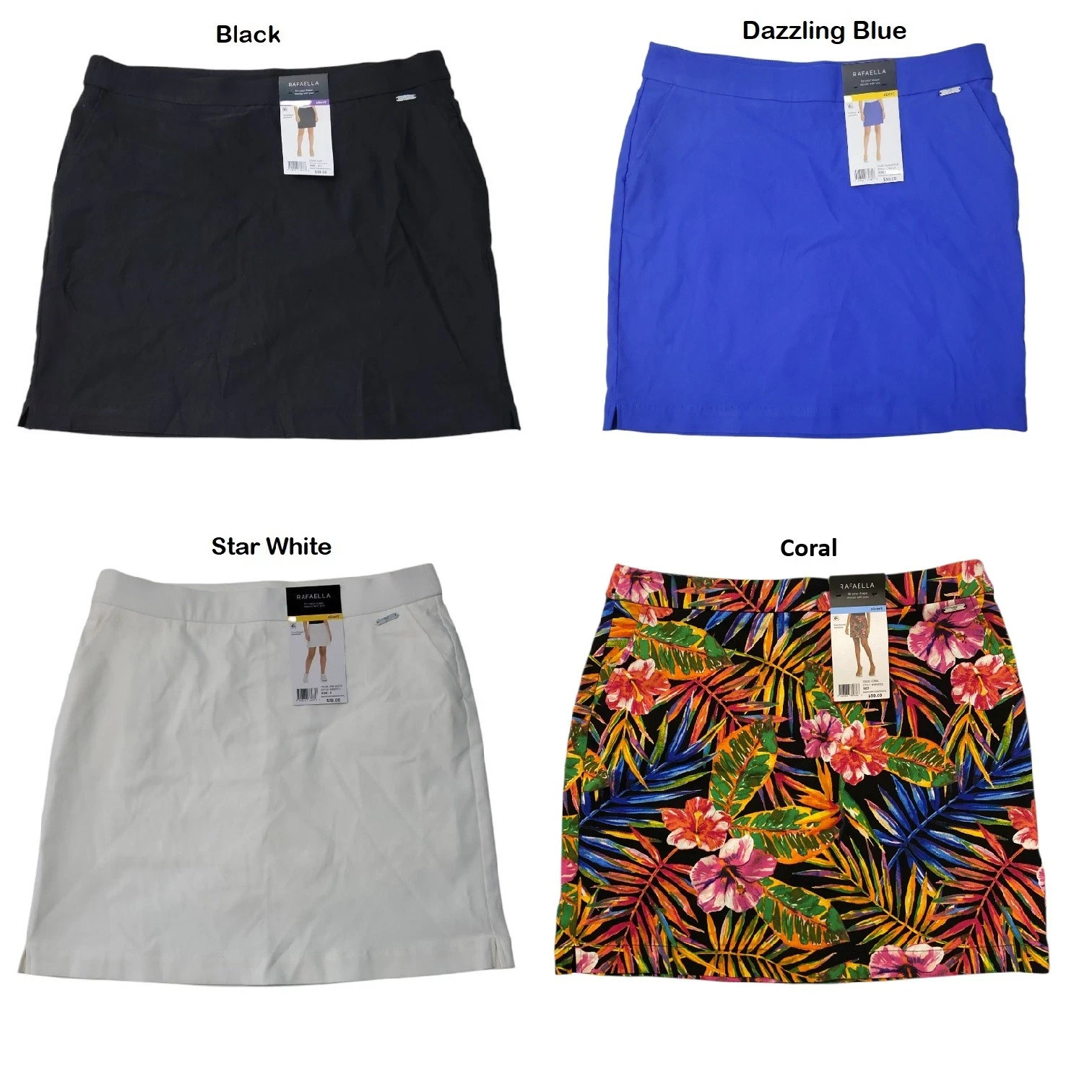 Rafaella Women’s Stretch 18″ Length Stretch Lux Skort XS, S, M, L, XL,XXL Colors